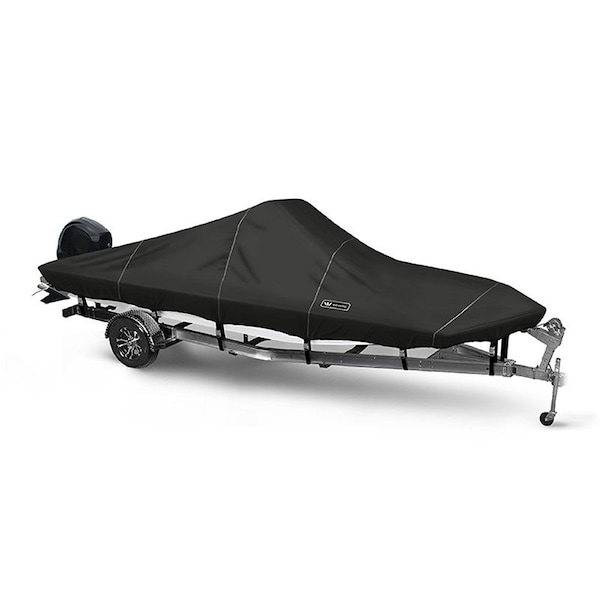 Eevelle Boat Cover ALUMINUM V JON Center Console, Outboard Fits 19ft 6in L up to 96in W Black SFAVJCC1996B-BLK - main